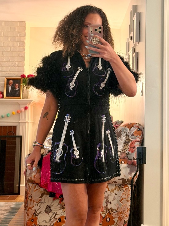 QUEEN OF SPARKLES Dresses & Skirts - BNWT Queen of Sparkles x Denash Apparel Black Sequin Guitar Mini Dress